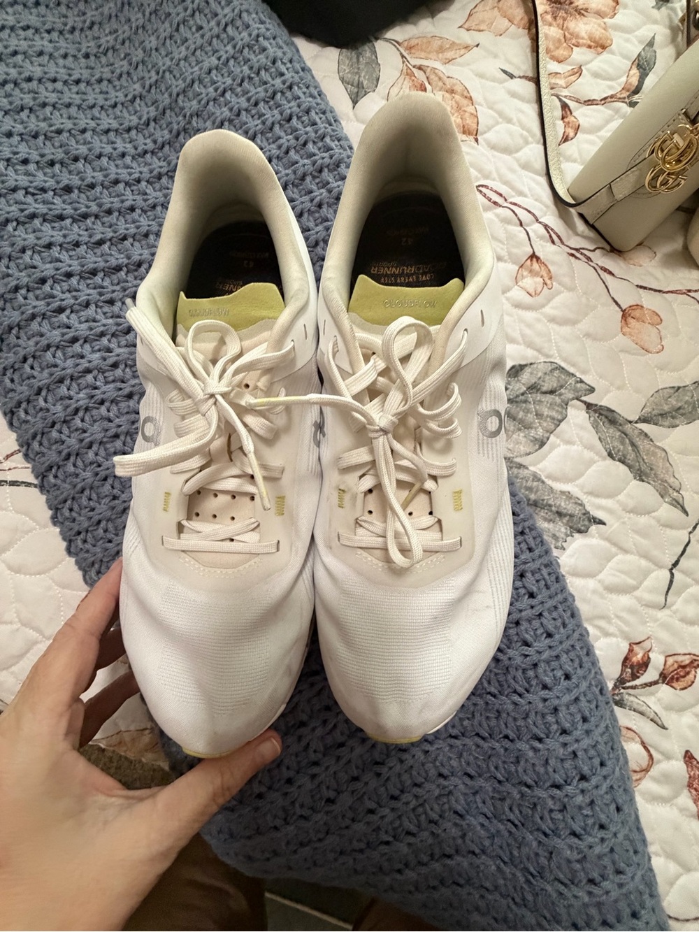 On Running Women's Cloudflow White with Light Yellow Accents